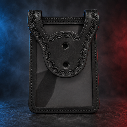 Leather Shirt Pocket Badge Holder - Black