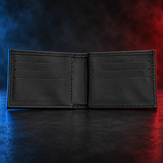 Perfect Fit Style 107 mini HPD badge wallet open showing credit card slots