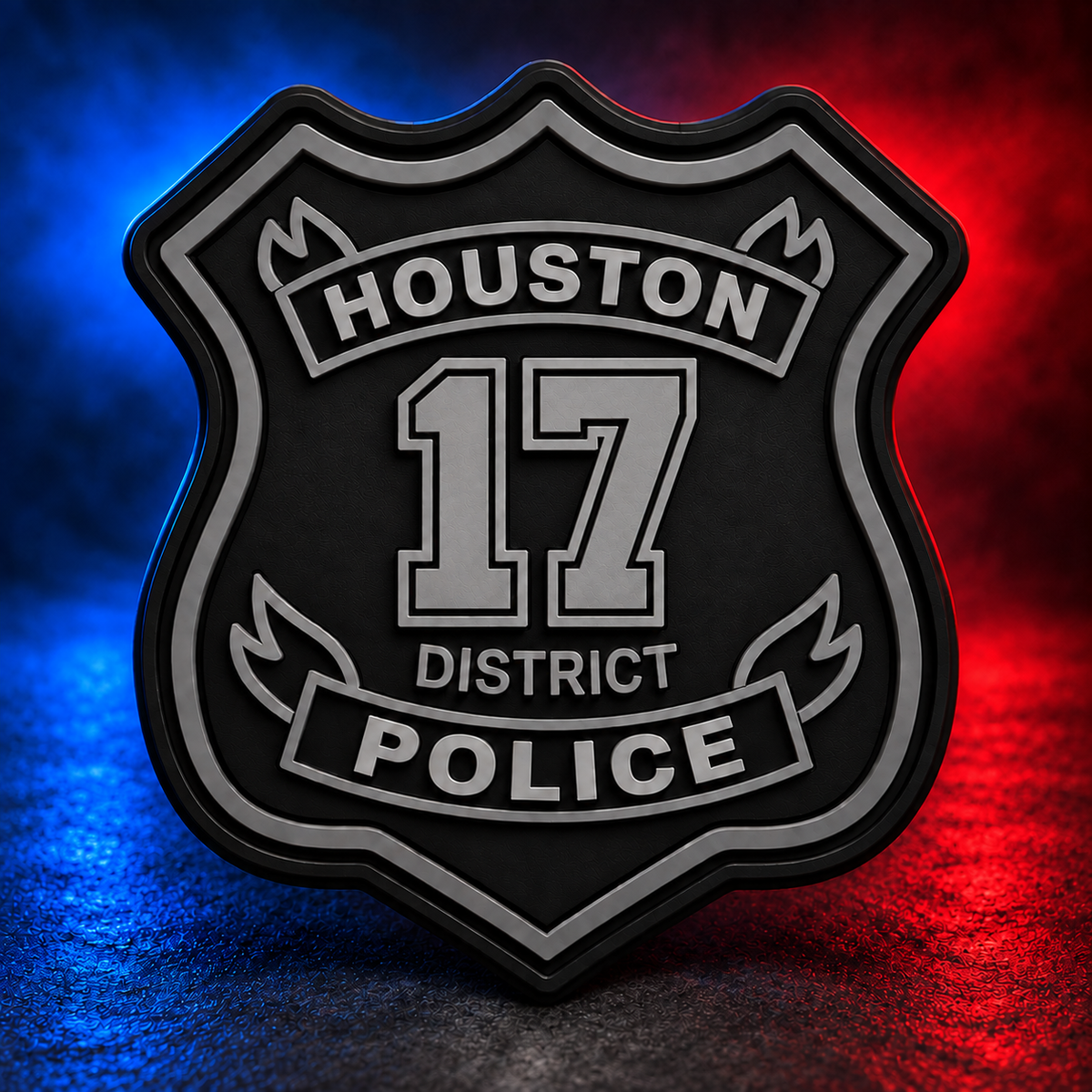 HPD District 17 subdued PVC patch concept on Mobile Cop Shop background