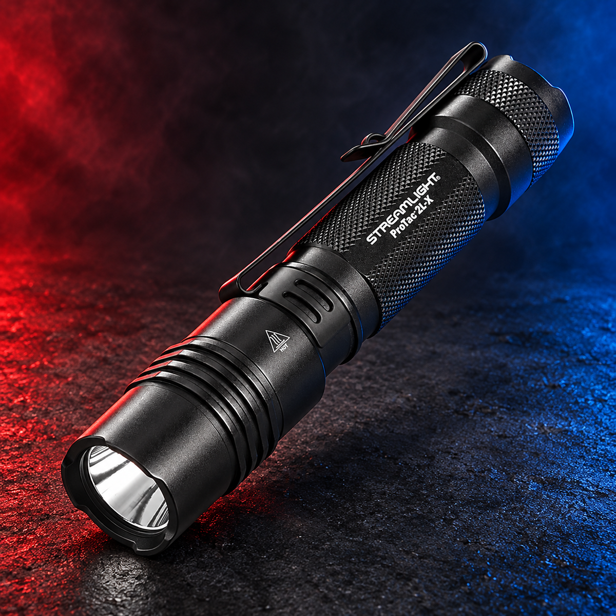 Streamlight ProTac 2L-X USB flashlight on Mobile Cop Shop red and blue background