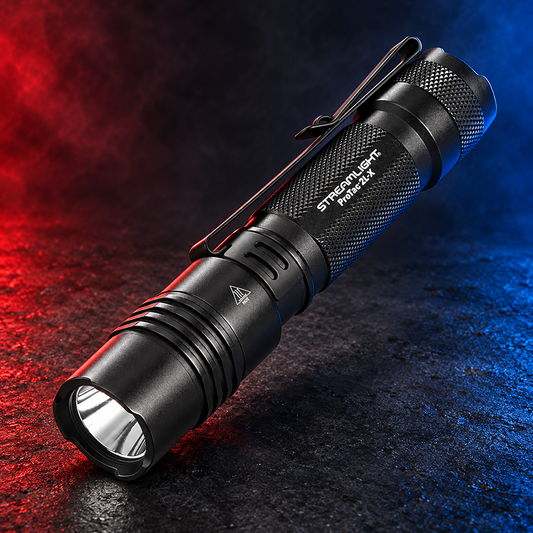 Streamlight ProTac 2L-X USB flashlight on Mobile Cop Shop red and blue background