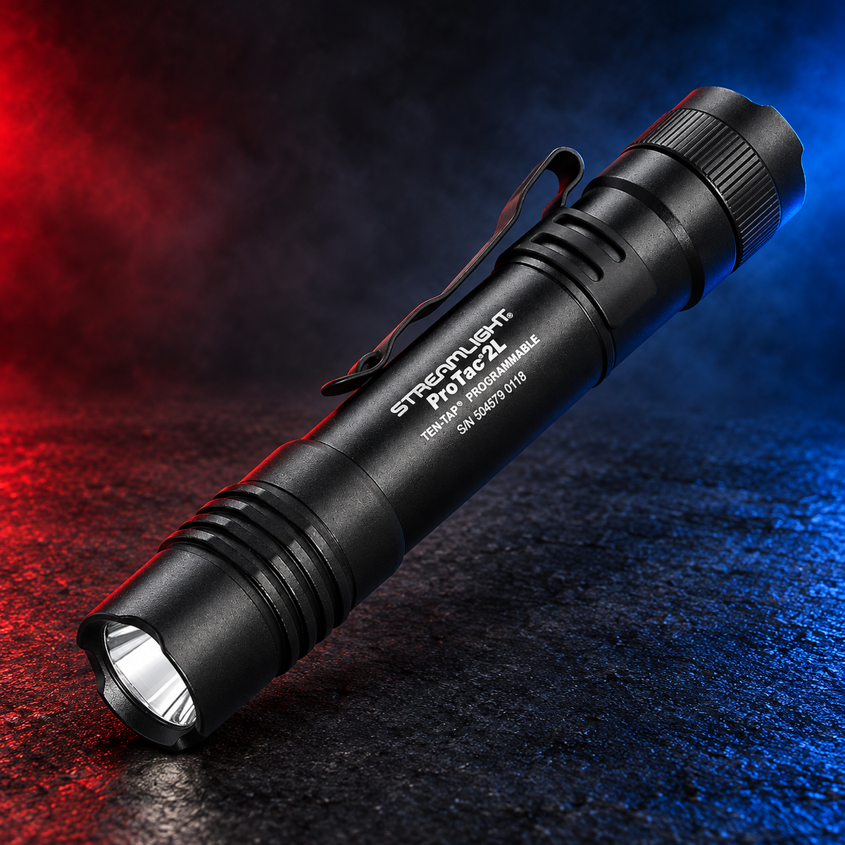 Streamlight ProTac 2L flashlight on Mobile Cop Shop red and blue background