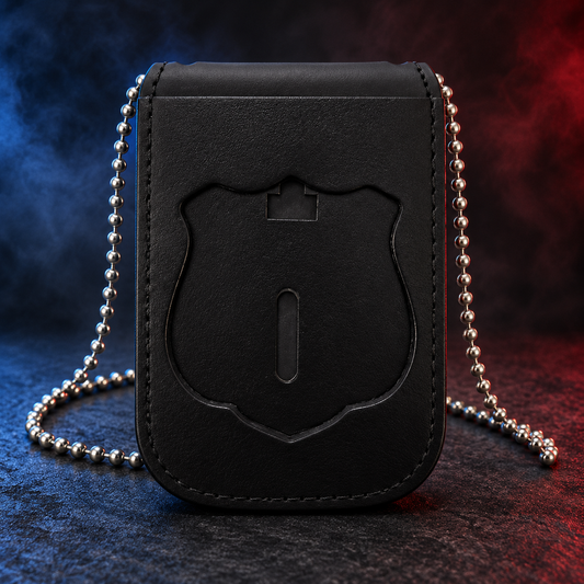 Perfect Fit HPD Officer badge and ID neck holder - recessed badge side