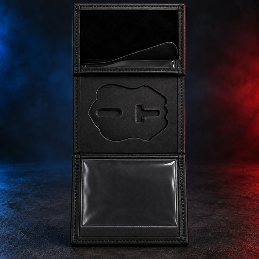 Perfect Fit HPD Supervisor recessed badge wallet - open interior view